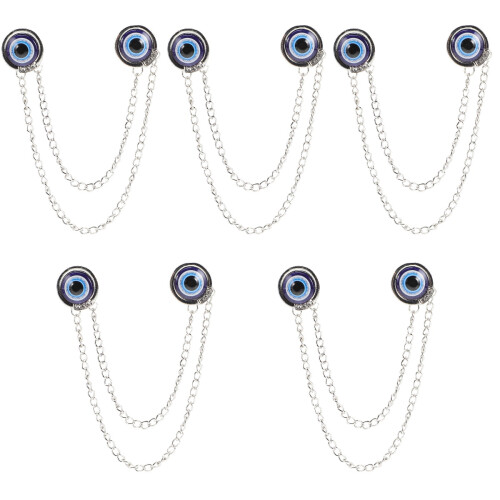 5Pcs Assorted Color Evil Eye Brooch Chain Pins for Sweaters Scarves 2