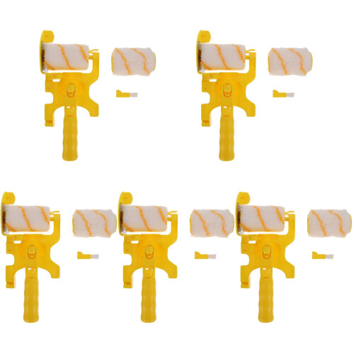 5Sets Paint Roller Wall Brush Kit Yellow for Home Surface Painting 1