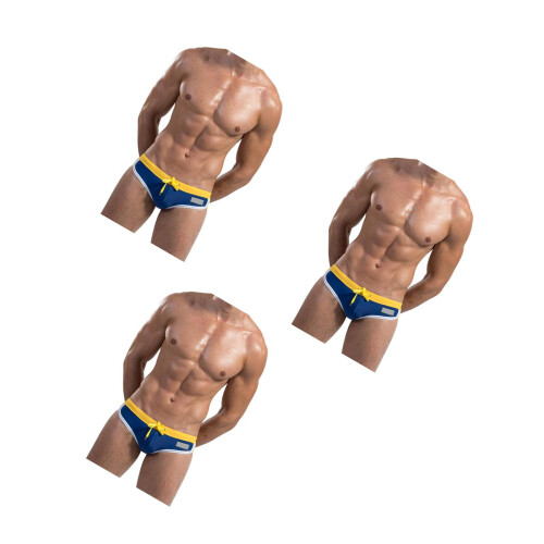 3Pcs Men's Triangle Swimsuit Lightweight Drawstring Swim Pants 2