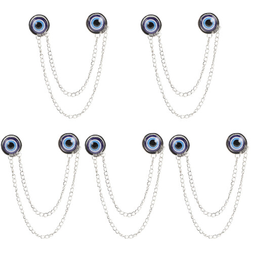 5Pcs Assorted Color Evil Eye Brooch Chain Pins for Sweaters Scarves 1