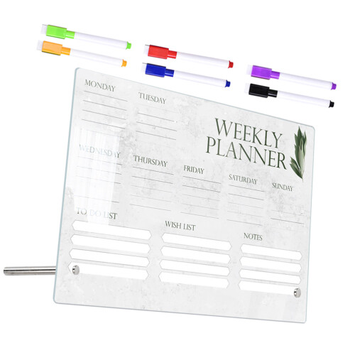2Sets Clear Acrylic Weekly Planner Message Board with Pen for School 2