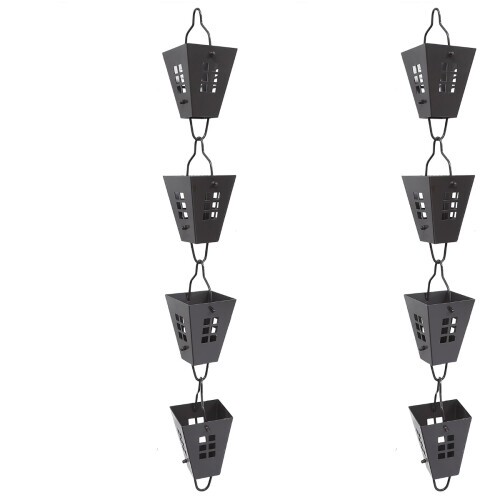 2Pcs Black Decorative Rain Chain for Home Gutter Downspout Drainage 2