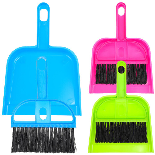 12Sets Handheld Broom and Dustpan Set Plastic Compact Cleaning Tools