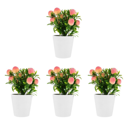 4Pcs Plastic Artificial Fruit Tree Potted Bonsai Colorful Indoor Decor 1