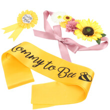 5Sets Mom to Be Flower Sash and Corsage Baby Shower Photo Props