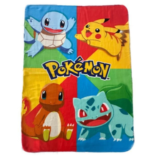 Pokémon Plaid - POKEMON - Starter und Pikachu - 100 x 140 cm