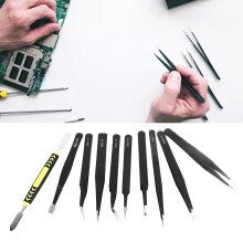 10 Stück Edelstahl-Kunststoffpinzette-Set für Schmuck, Uhren, Elektronik