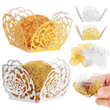 400Pcs Safe Paper Chocolate Wrapping Cups Hollow Rose Dessert Liners