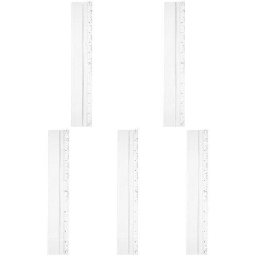 5St Office Liniaal Met Vergrootglas Plastic Meetinstrument Transparant 2
