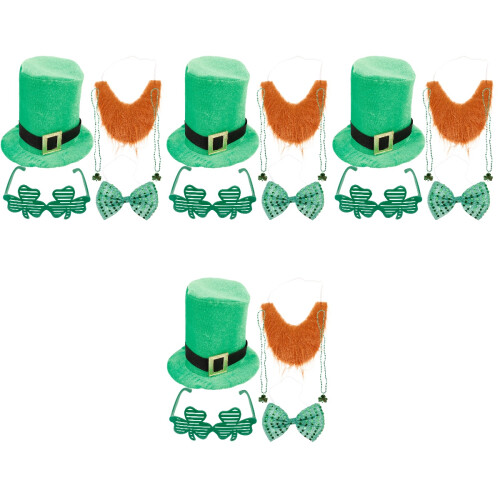 4Sets St. Patrick Party Deko Grün Kostüm Bart Accessoires Set 2