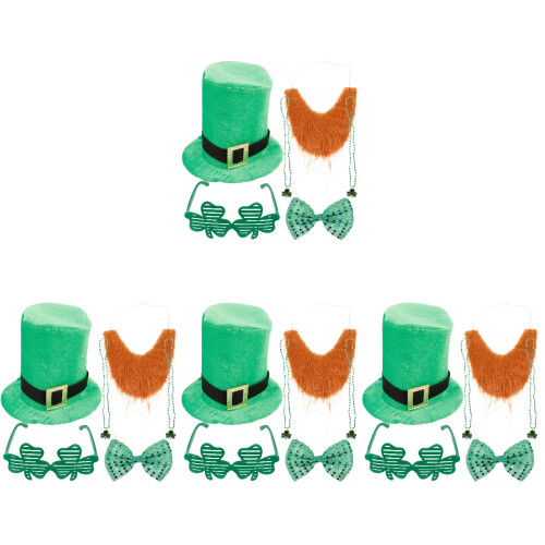 4Sets St. Patrick Party Deko Grün Kostüm Bart Accessoires Set 1