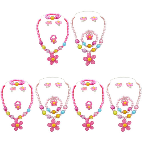 6Sets Kids Sieraden Set Vijfdelig Plastic Feestaccessoire 1