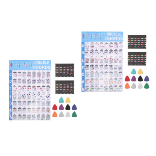 2Sets Ukulele Oefentools Met Gekleurde Notenstickers En Beginners 2