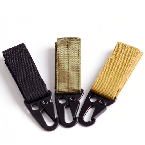 Boucle Nylon Noir Multi-Survie, Porte-Clé Tactique Camping