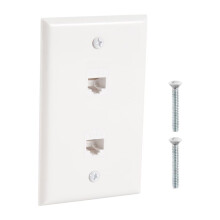 1 Packung 2 AnschlüSse Ethernet Wandplatte, Cat6 Buchse auf Buchse, RJ45  Inline Koppler, Wandsteckdose, Weiß