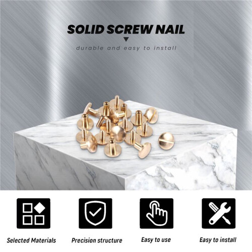 10x Arc Solid Brass Button Stud Screw Nail Screw back Leather Rivet Belt 6mm 2