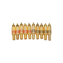 10pcs Gold Tone Male RCA Plug Audio Connector Metal Spring Adapter