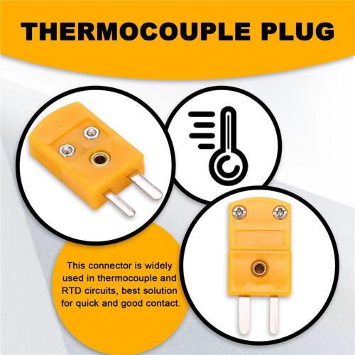 5Pcs RTD Circuits K Type Temperature Sensor Thermocouple Plugs Yellow 2