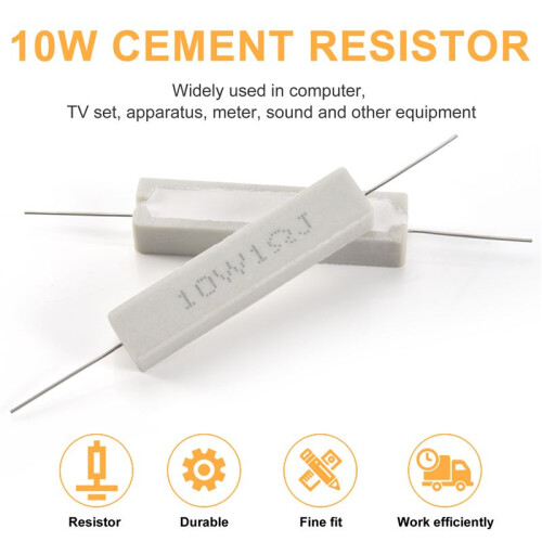1.0 Ohm 10W Wirewound Ceramic Cement Resistor 5 Pcs 2