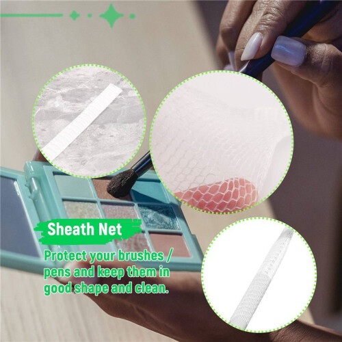 20 PCS Cosmetic Make  Brushes Guards Mesh Protectors Cover Sheath Net White 2