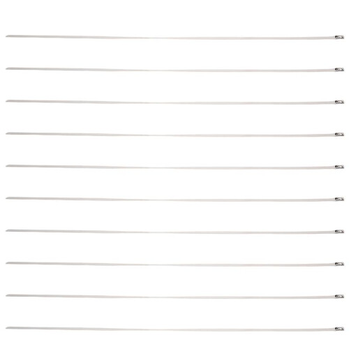 10Pcs 17.7" Stainless Steel Locking Cable Ties For Exhaust Pipe Header Wrap Tape Silver