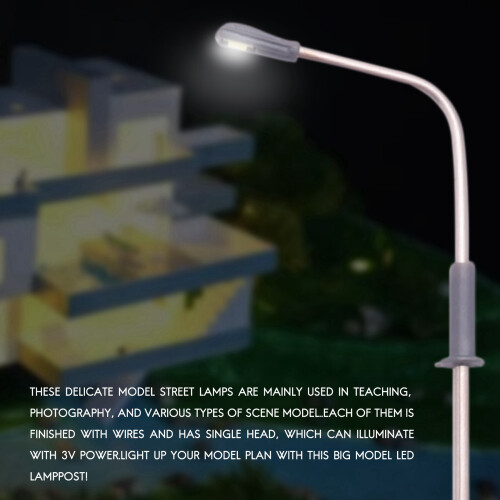 10 pcs Model LED Street Lamp Lighting Single  Train Layout Landscape 1: 100 2