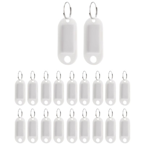Witte Draagbare Plastic Sleutelhanger Sleutelhanger ID-Labels 20 Stuks