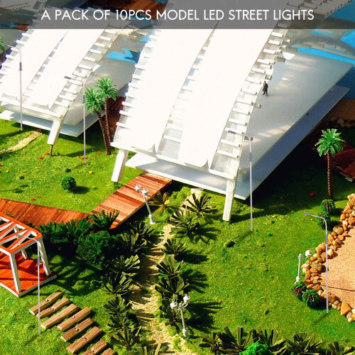 10 pcs Model LED Street Lamp Lighting Single  Train Layout Landscape 1: 100 2
