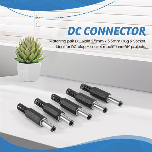 5PCS 5.5mm X 2.5mm Male Jack  Power Plug Socket Jack Adapter Adaptor Connector 1