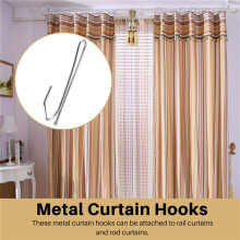 Single Pinch Window Treatment Metal Pleat Drapes Curtain Hooks - Silver Tone (20-Piece)