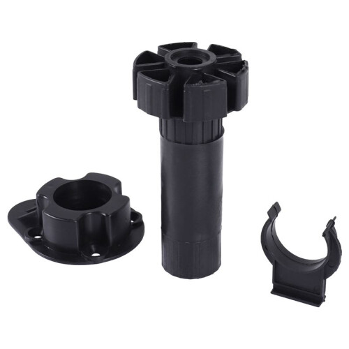 2x Plastic Adjustable Height Kitchen Cupboard Plinth Foot Leg Pair Black 1