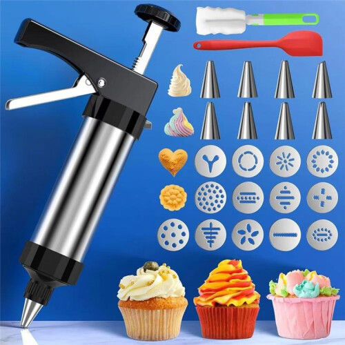 Cookie Press Set Cooking Making Kit Mold Kit Spritz Cookie Press Baking Tool with 13 Discs 8 Icing Tips for Home Baking 1