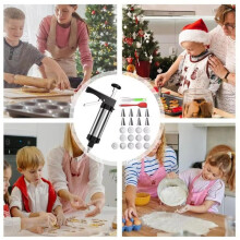 Cookie Press Set Cooking Making Kit Mold Kit Spritz Cookie Press Baking Tool with 13 Discs 8 Icing Tips for Home Baking