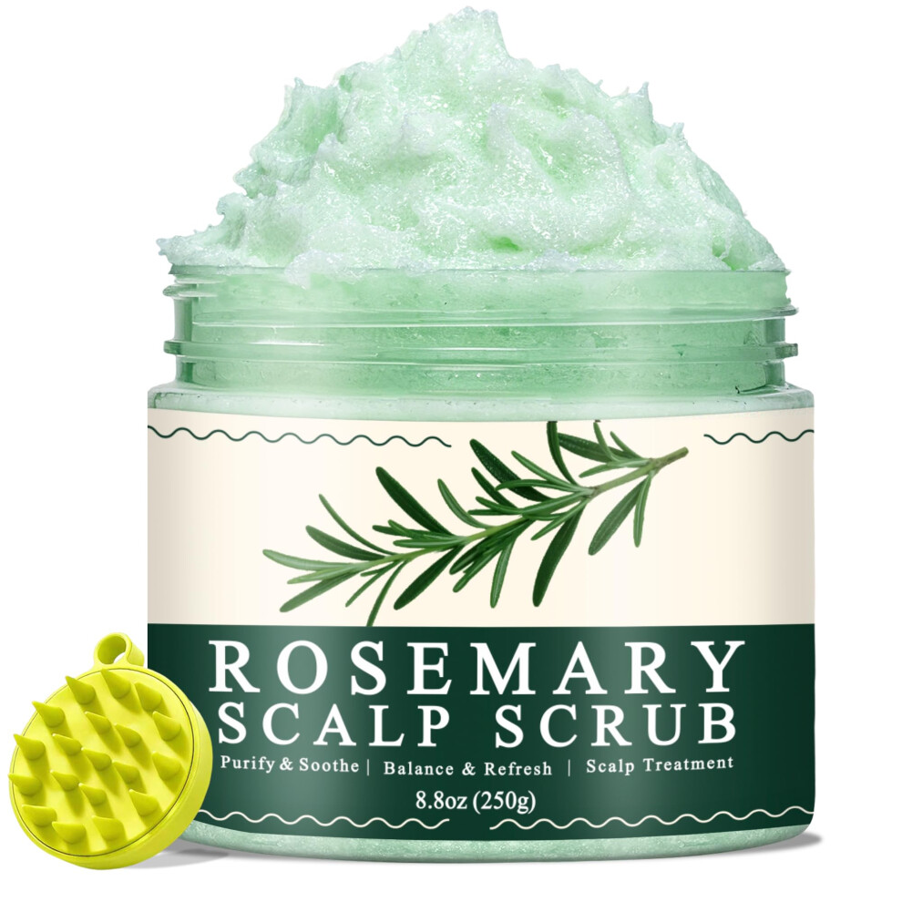 Rosemary Mint Scalp Scrub for Oily Roots and Dry Ends with Massager, 8.8oz