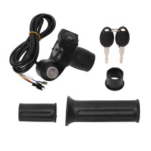Throttle With Key For Electric Scooter, Universal Voltage Twist Throttle Grip Handlebar Battery Voltage Half Throttle With LED Display And Power Key L