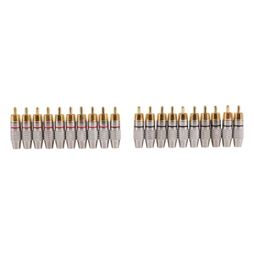 20 Pcs RCA Plug Audio Video Locking Cable Connector Gold Plated