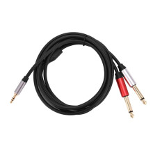 3.5mm to Dual 6.5mm Adapter Jack Audio Cable 3.5 to 6.5 AUX Cord 3.5 Jack Splitter for Guitar Mixer Amplifier Bass