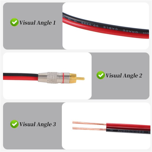 Speaker Cables to RCA Plugs Adapter, 2-Channel (1 Foot) 1