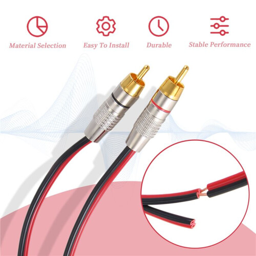 Speaker Cables to RCA Plugs Adapter, 2-Channel (1 Foot)