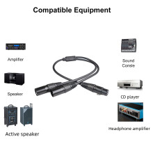 XLR Splitter Cable, 3 Pin XLR Female to Dual XLR Male Patch Y Cable Balanced Microphone Splitter Cord Audio Adaptor-50cm