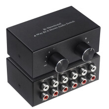 Bi-Directional 4-Way RCA Stereo Audio L/R Sound Channel Audio Switcher,2 in 4 Out or 4 in 2 Out Audio Splitter