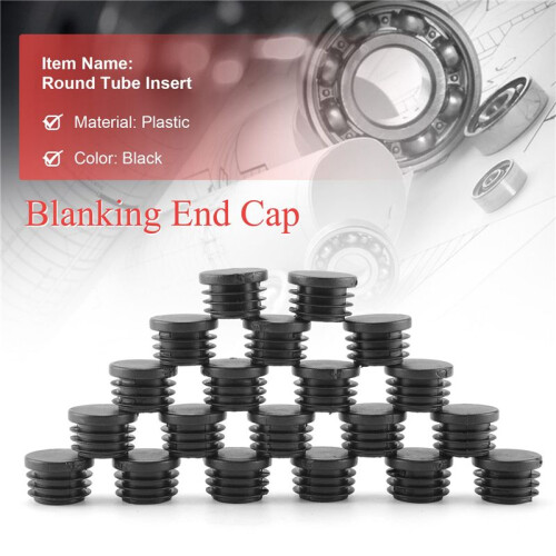 20 Pcs Black Plastic 25mm Dia Blanking End Caps Round Tube Insert 1