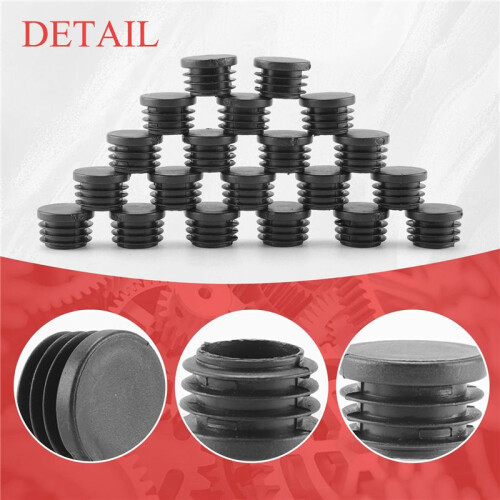 20 Pcs Black Plastic 25mm Dia Blanking End Caps Round Tube Insert 2