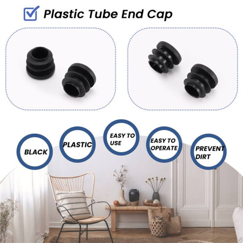 15Pcs Black Plastic Blanking End Cap Round Tube Insert Pipe Bung 16mm 1