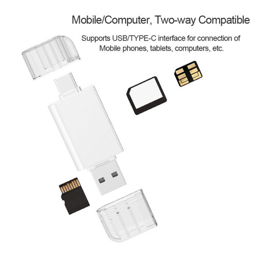 USB-C Type C /USB 2.0 to NM  Memory Card TF Micro- Card Reader for  Cell Phone &Amp, Laptop 2
