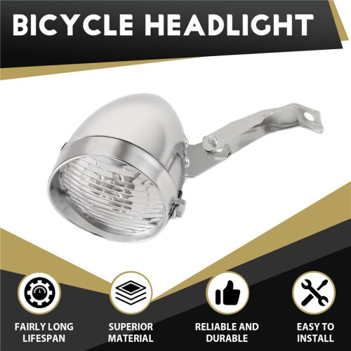 Retro Bicycle Bike Accessory Front Light Bracket Vintage 3LED Headlight (Silver) 1