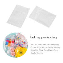 200 StüCk Selbstklebende SüßIgkeiten Tasche Keks Taschen Selbstklebende Versiegelung Polka Dot Klar Taschen PlastiktüTe für Kekse