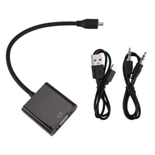 Micro- to VGA Adapter Cable 1080P Video Converter with Audio Jack USB Power Cable for  Camera Raspberry Pi 4