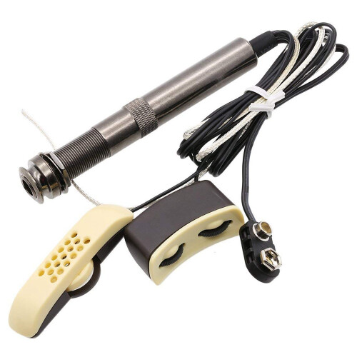 Akustisk Gitarr Pickup A-202 Gitarr Equalizer Piezo Pickup FöRstäRkare med 6,35 Mm Uttag (Med Mikrofon) 2