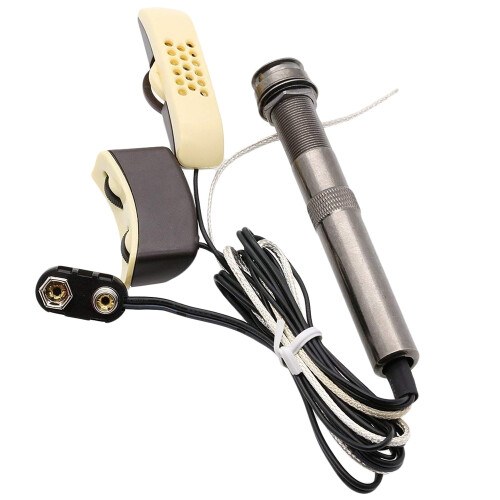 Akustisk Gitarr Pickup A-202 Gitarr Equalizer Piezo Pickup FöRstäRkare med 6,35 Mm Uttag (Med Mikrofon) 1